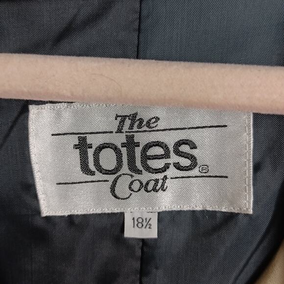 THE TOTES COAT Women's Vintage 80s Tan Button Up Rain Trench Coat Pockets Sz 18½ - Picture 9 of 13
